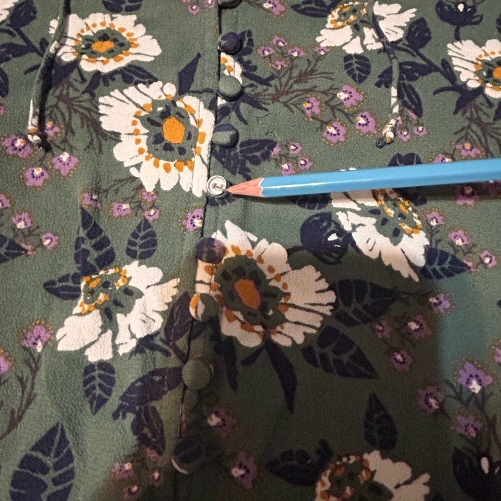 Free People Boho Floral Bell Sleeve XS Green Daisy Print Tunic Peasant Blouse - Picture 9 of 9